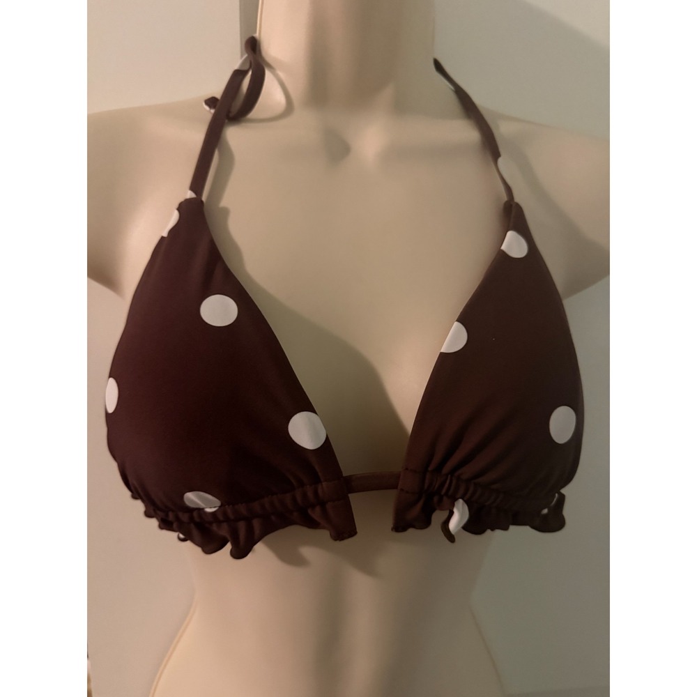 NWOT Shade & Shore Off White Brown Polka Dot Bikini Bottoms Sz S (4-6)
